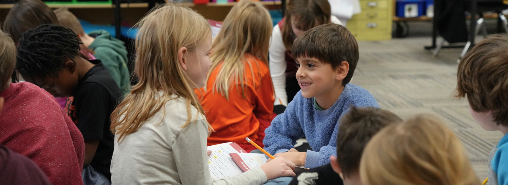 Students work on an in-class activity together